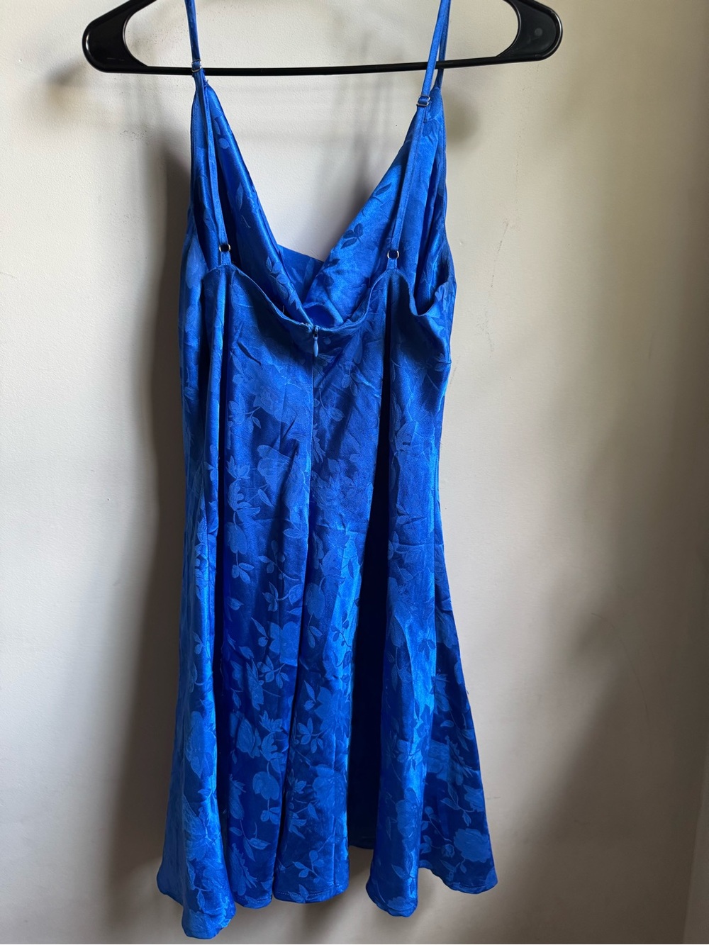 Lulu's Royal Blue Floral Satin Slip Dress - Picture 2 of 4